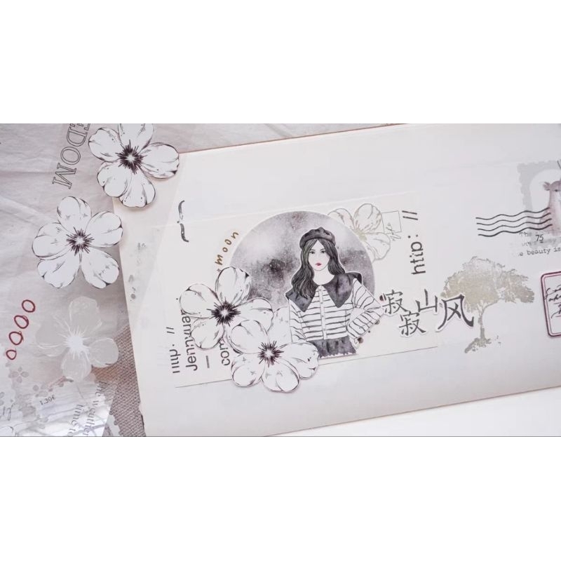 Krisna.room ♡ Jenny studio- Chu kì 125cm cuộn băng dán PET tape hoa và câu chữ