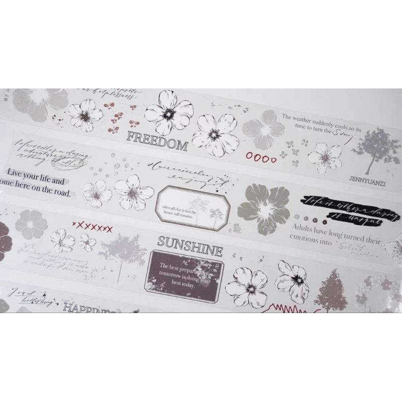 Krisna.room ♡ Jenny studio- Chu kì 125cm cuộn băng dán PET tape hoa và câu chữ