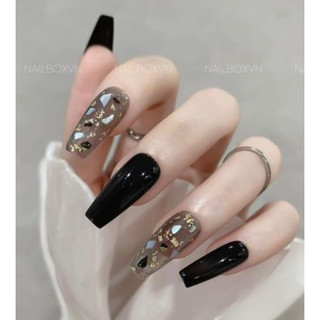 Nails box thiết kế màu đen nhiều mẫu sang chảnh_móng up Nana.nails CB083