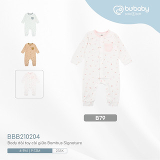 Body cài vai dài tay Bambus Bu Baby dành cho bé trai bé gái từ sơ sinh mềm mại kháng khuẩn.