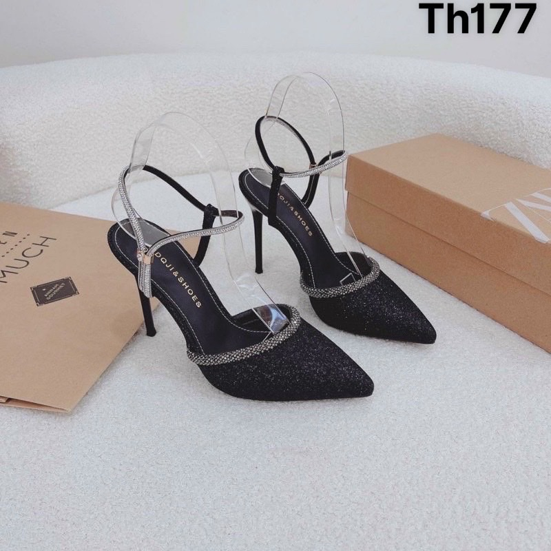 Giày cao gót, sandal giày cao 9cm bằng satin đính đá thời trang dành cho nữ mã