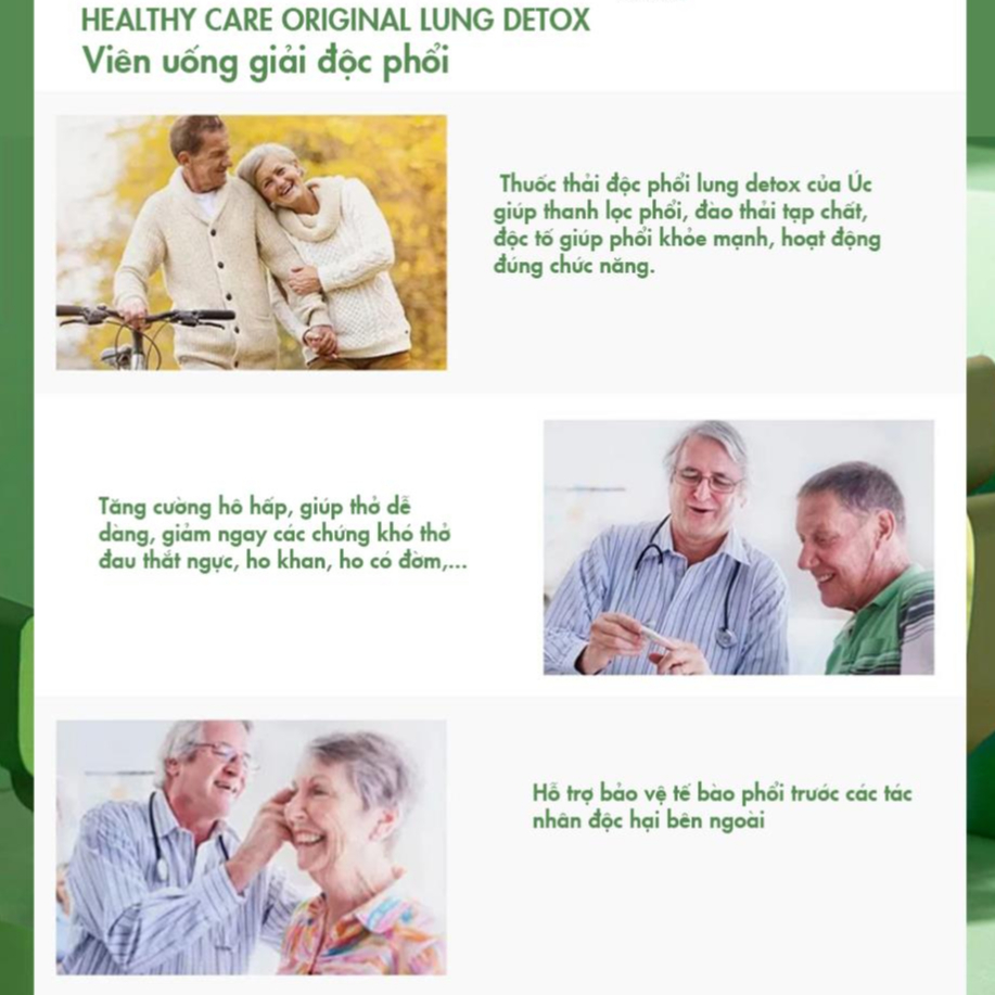 Viên Uống Thải Độc Phổi Healthy Care Lung Detox 180 viên