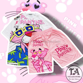   20 Mẫu  Bộ Đùi Báo Hồng Pink Panther cotton quần áo hoạt hình hoạ tiết cute -Bộ mặc nhà Cartoon form rộng Unisex nam nữ 