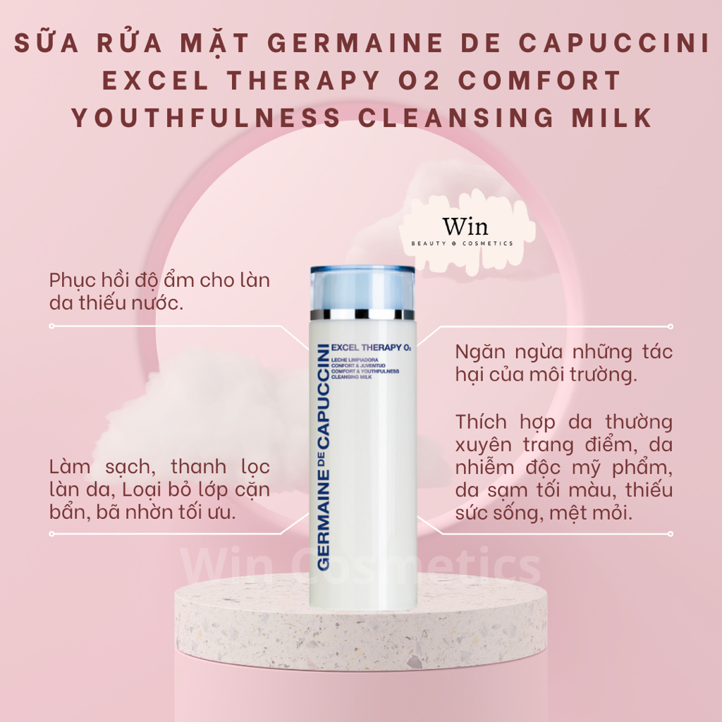 Sữa Rửa Mặt Germaine De Capuccini Thanh Lọc Da Excel Therapy O2 Comfort Youthfulness Cleansing Milk