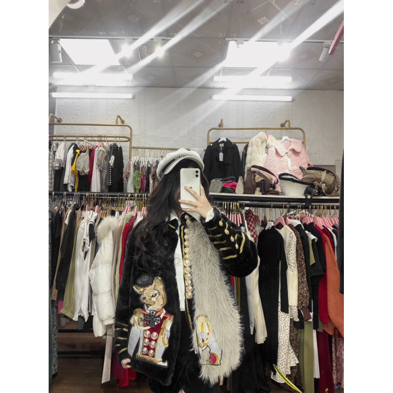 Sẵn Áo Lông Gấu Quý Tộc Bùi Thu Trà Mặc