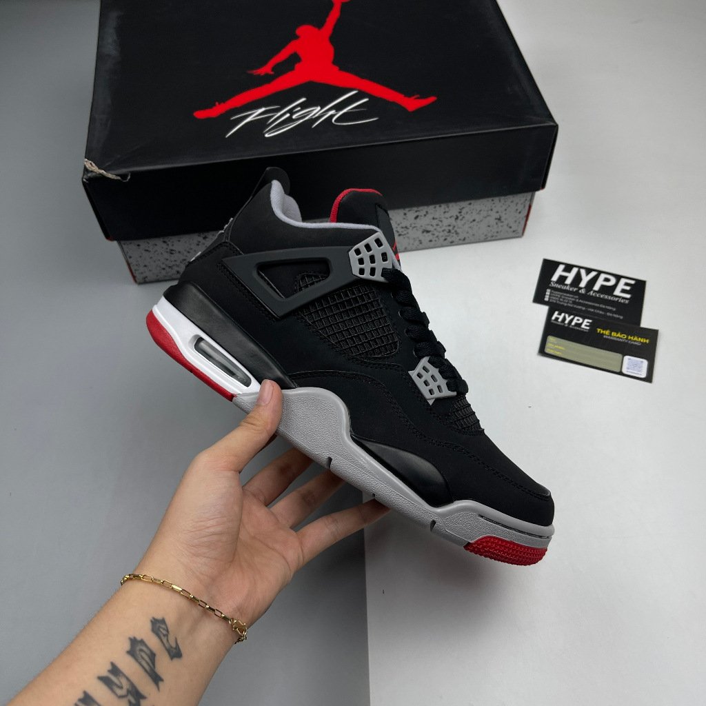 Giày Sneaker Jordan 4 Bred - Hype Sneaker / Best Quality