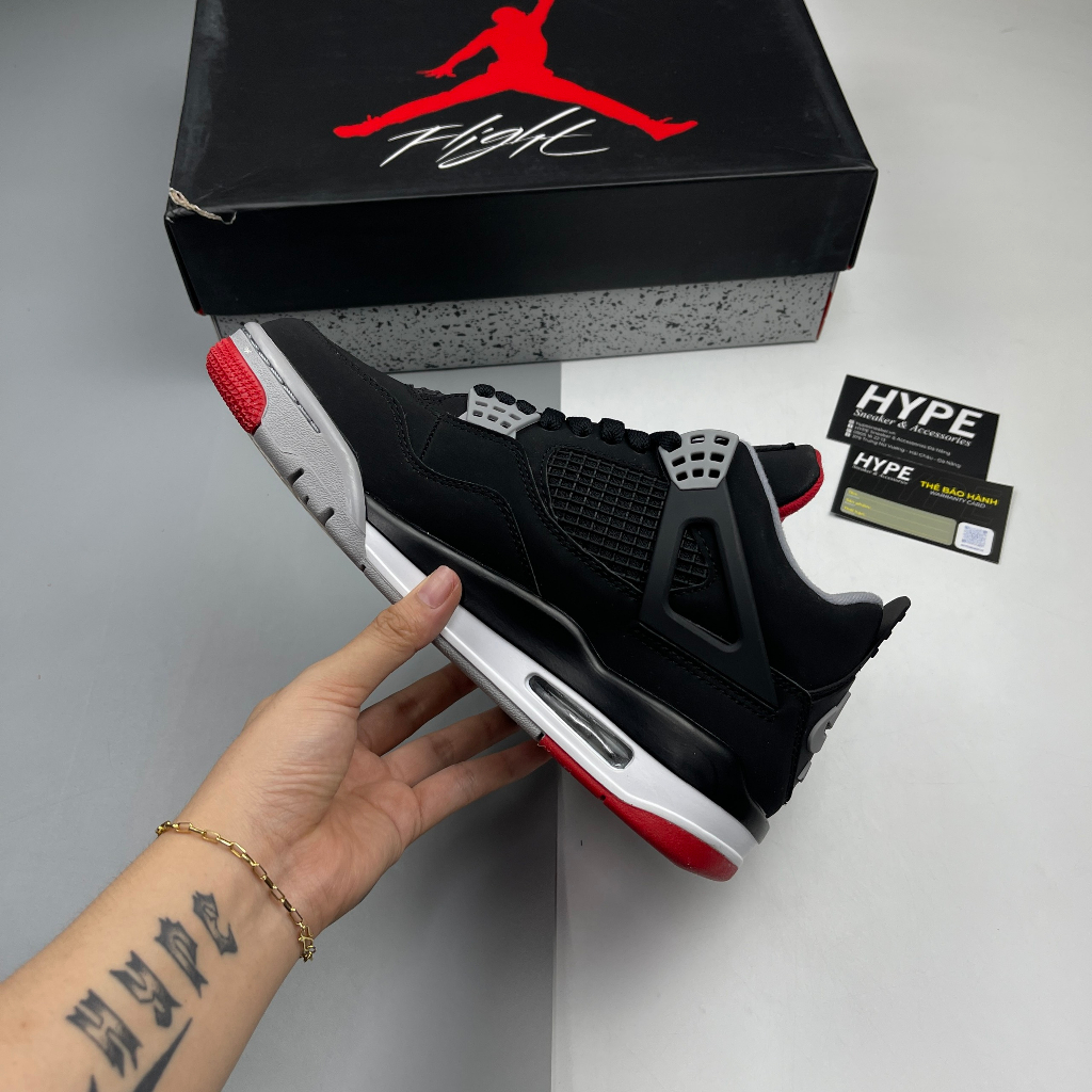 Giày Sneaker Jordan 4 Bred - Hype Sneaker / Best Quality