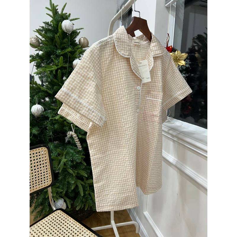 𝐚𝐬𝐡𝐞𝐱𝐢𝐧𝐜𝐡𝐚𝐨:  pyjama caro, bộ đồ ngủ nữ caro thô cotton dáng suông rộng