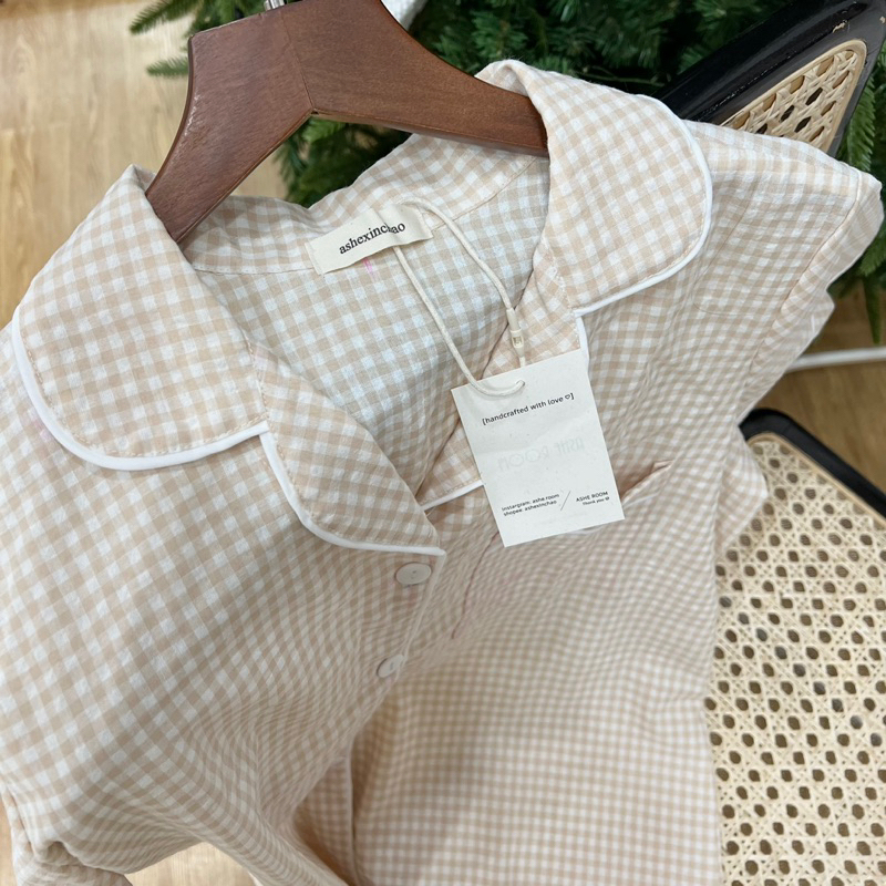 𝐚𝐬𝐡𝐞𝐱𝐢𝐧𝐜𝐡𝐚𝐨:  pyjama caro, bộ đồ ngủ nữ caro thô cotton dáng suông rộng