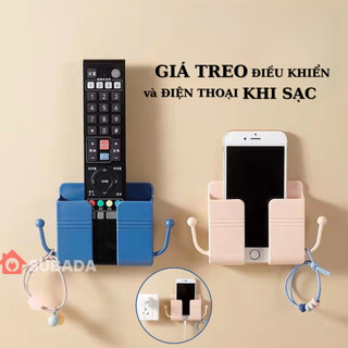 Kệ dán tường hộp đỡ dán tường để điện thoại Remote có móc treo tiện dụng Subada chất liệu nhựa cao cấp chịu lực tốt DTDT