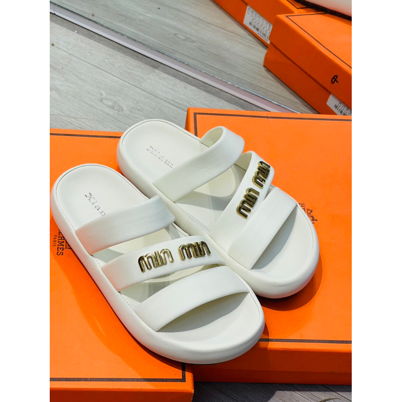 Dép lê nữ, Dép nữ, Dép MiuMiu QC Fullbox, Siêu Nhẹ Êm,2 Màu, Cao Cấp.