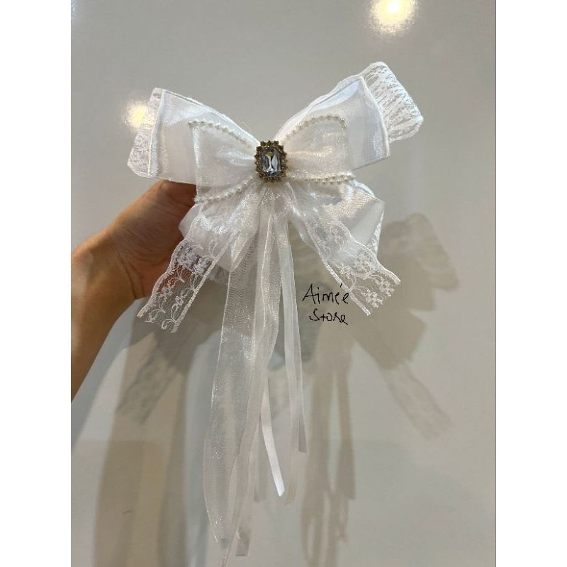 🎀Nơ Lightstick EXO, nơ buộc tóc, kẹp tóc EXO màu trắng đen dễ thương🤍