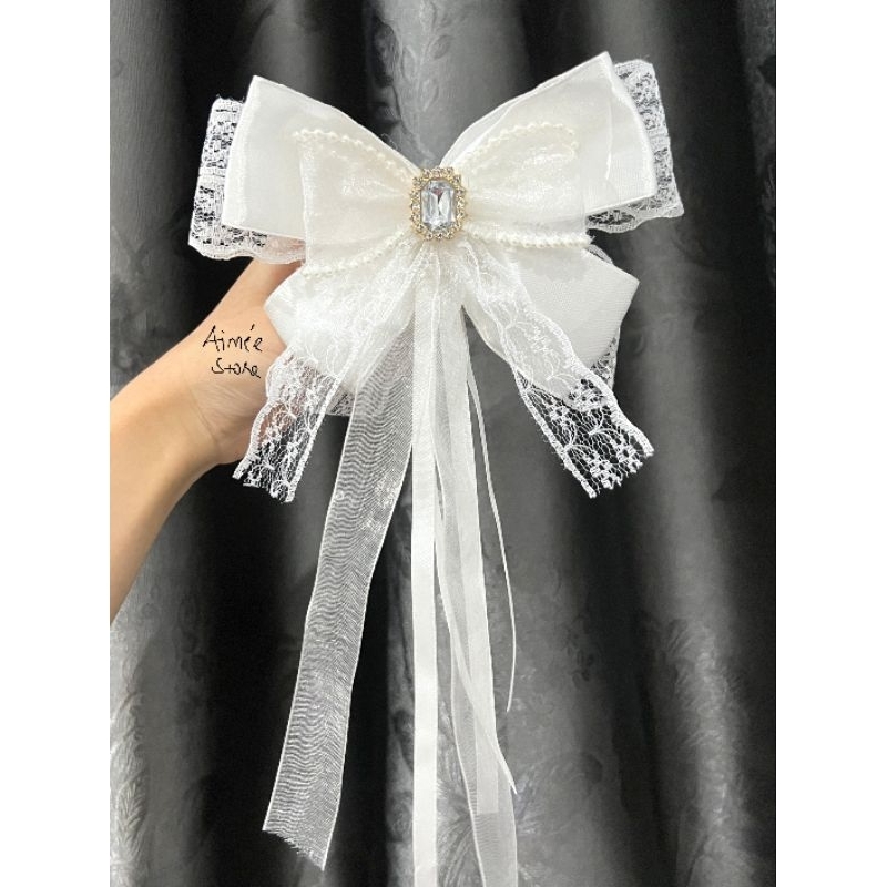 🎀Nơ Lightstick EXO, nơ buộc tóc, kẹp tóc EXO màu trắng đen dễ thương🤍