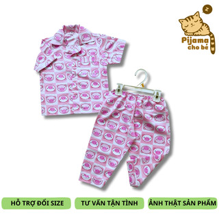 Pijama tay ngắn cho bé vải kate thái size 10-40kg Mẫu thú dễ thương