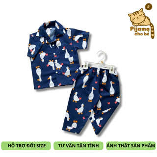 Pijama tay ngắn cho bé vải kate thái size 10-45kg Hình thú dễ thương