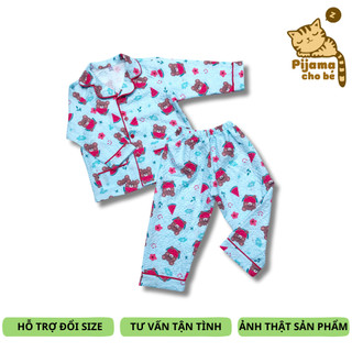 Bộ Pijama ngủ cho bé trai bé gái Đũi xốp mềm đẹp Nhiều mẫu Thú ngộ nghĩnh size 10-40kg cho bé 1-9 tuổi