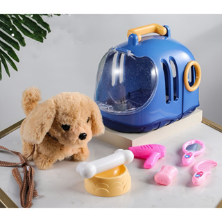 Chó Bông Biết Đi, Biết Sủa Vẫy Đuôi Có Dây Dắt và đi kèm nhiều phụ kiện đồ chơi cho bé