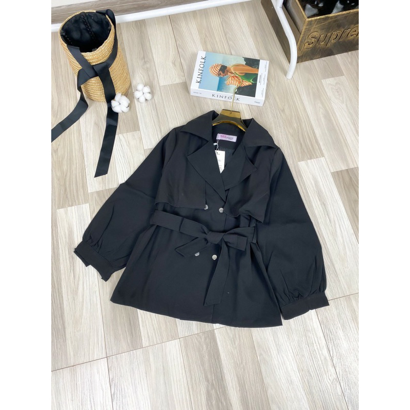 Áo Khoác Mangto Kaki Dáng Ngắn Kèm Đai Hàng 2 lớp Loại 1