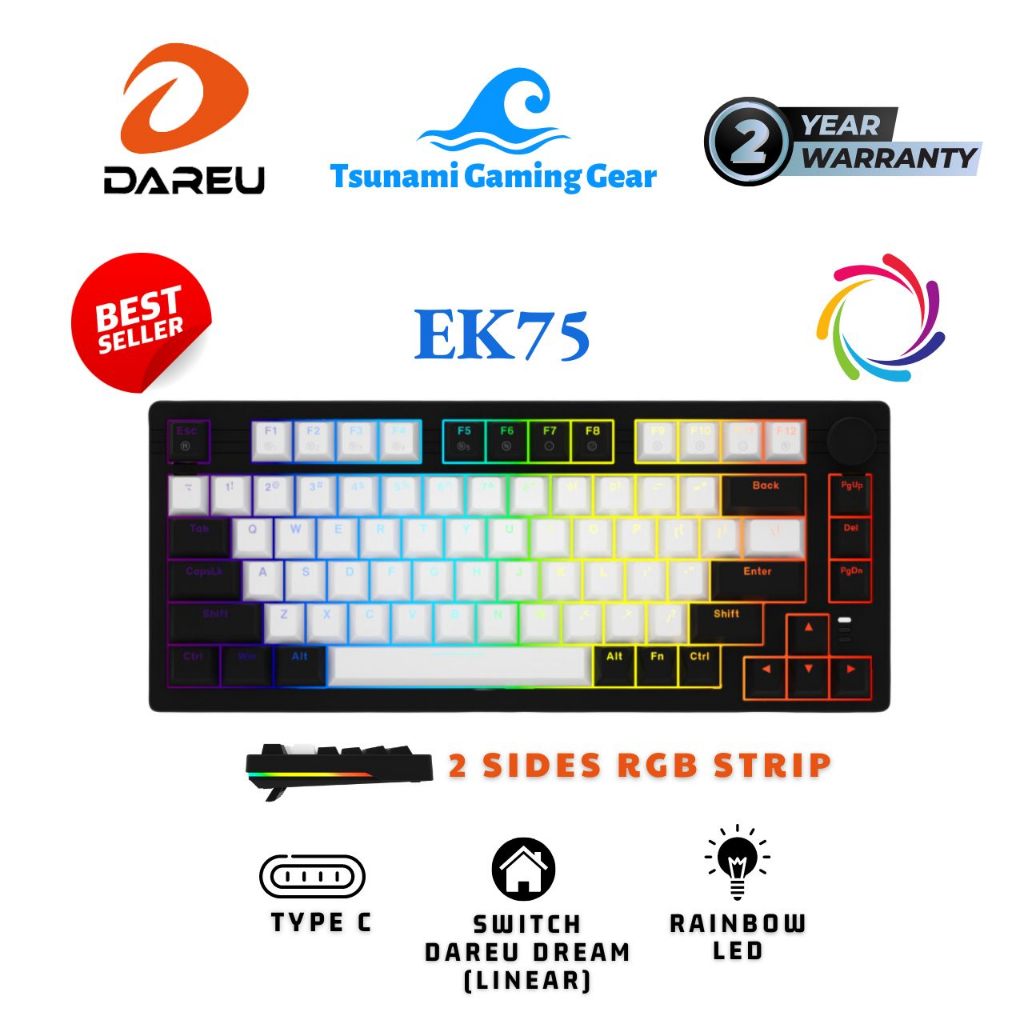 Bàn phím cơ DAREU EK75/ 2 sides RGB strip/ DareU DREAM switch/ USB Type-C