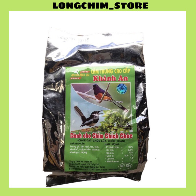 Cám chim chích choè khánh an gói bạc đóng gói 500g giúp chim căng lửa hót líu lông mượt