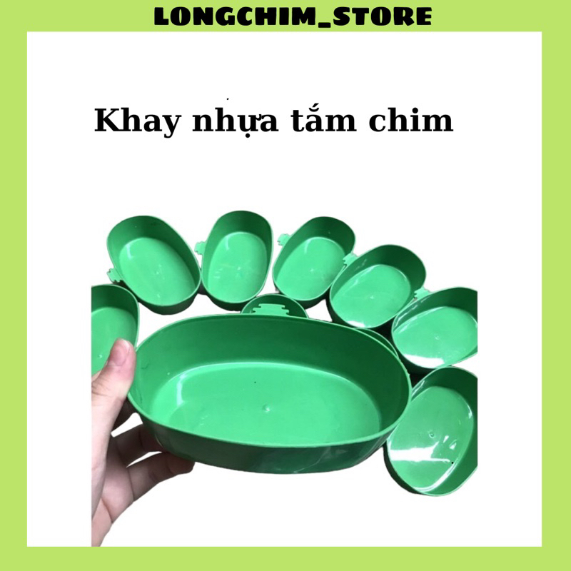 Khay tắm nhựa xanh lồng chim khuyên hút mật chất liệu nhựa có 2 nấc cài để sử dụng(hộp xoài)