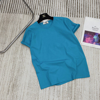 Áo Thun Trơn Cổ Tròn YUNATIDUS Màu Xanh Biển Vải Thun Thái Cotton Mịn Mát