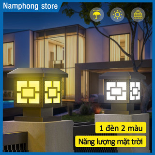 Đèn LED năng lượng mặt trời Đèn cực sáng Ánh sáng trắng Đèn vàng 2 màu Chống nước IP67 Đèn sân vườn