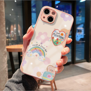 Ốp iphone kính cường lực chào ngày mới dễ thương ốp kính cho iPhone 14 XR 13 11 12 Pro Max 8 7 6 6S Plus X Xs Max