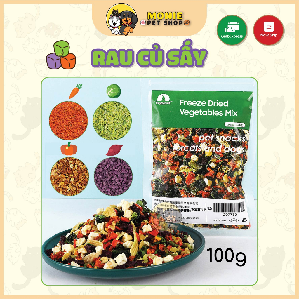 Rau củ sấy khô mix hỗn hợp cho chó mèo 100g