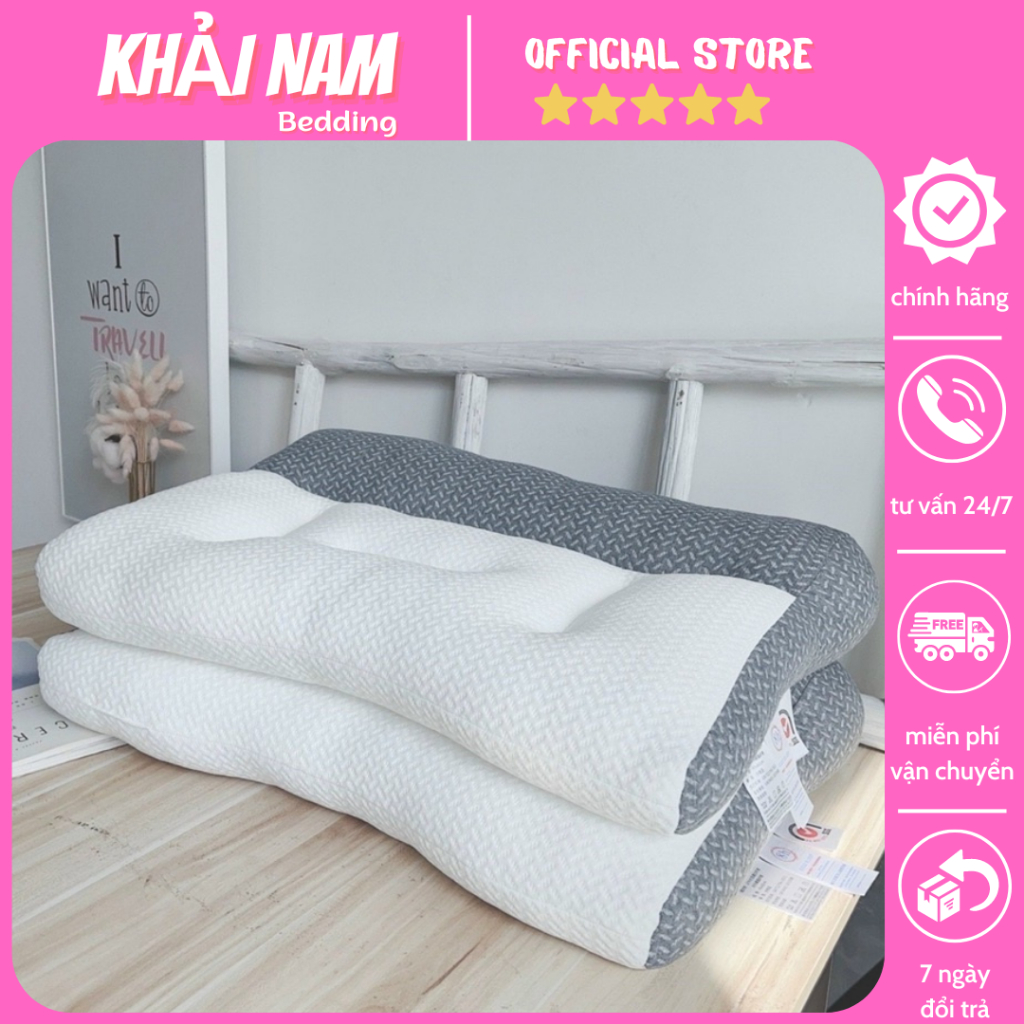 Gối dệt kim GOOD SLEEP massa hỗ trợ các tư thế ngủ khác nhau hỗ trợ bảo vệ cổ vai gáy và cột sống mẫu mới 2023