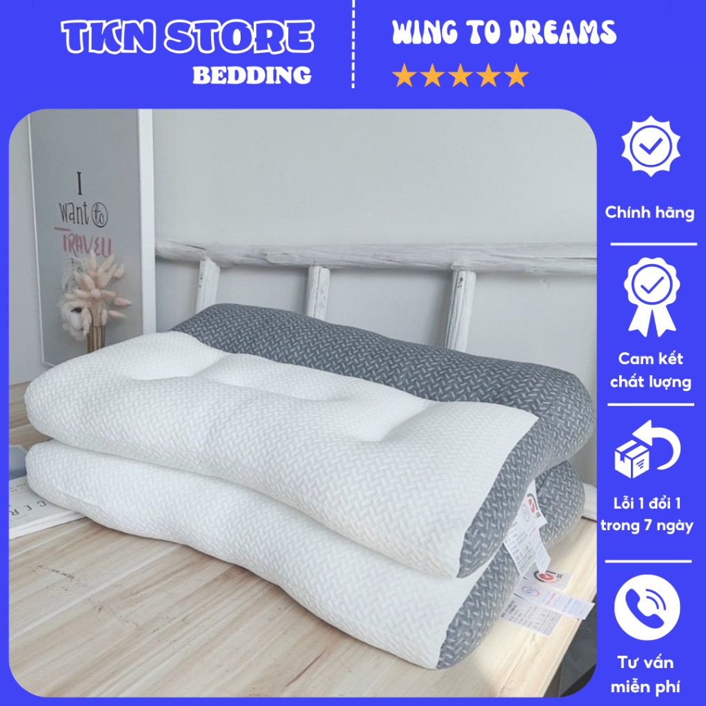 Gối dệt kim GOOD SLEEP massa hỗ trợ các tư thế ngủ khác nhau hỗ trợ bảo vệ cổ vai gáy và cột sống mẫu mới 2023