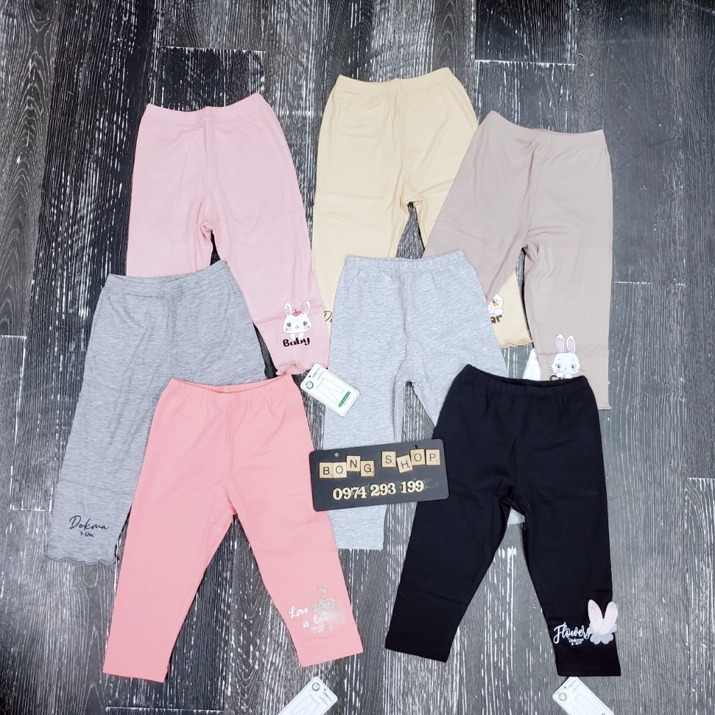 Quần dài rời legging thu đông Dokma 2023 vải cotton mỏng mềm co giãn cho bé gái 12 tháng - 3 tuổi