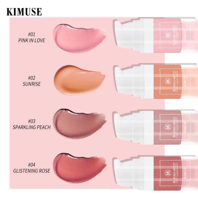 Kem Má Hồng KIMUSE Chống Thấm Nước Chống Mồ Hôi 6ml, Kem Má Hồng Lâu Trôi Kimuse, Má Hồng Xinh  Saikou Beauty