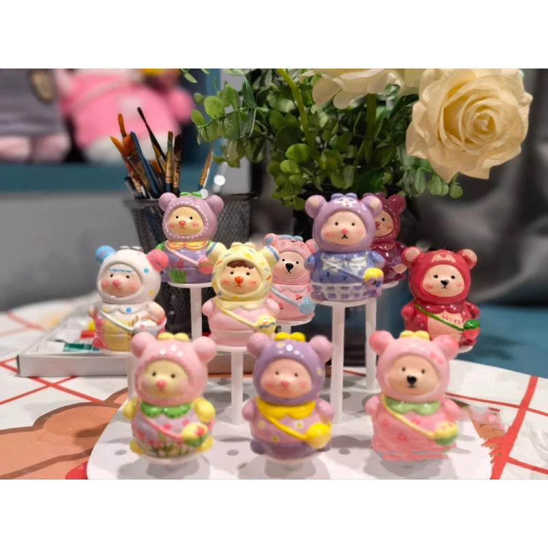 Tô Tượng Thạch Cao Gấu Đeo Túi , Skullpanda , Hồ Ly Size MINI