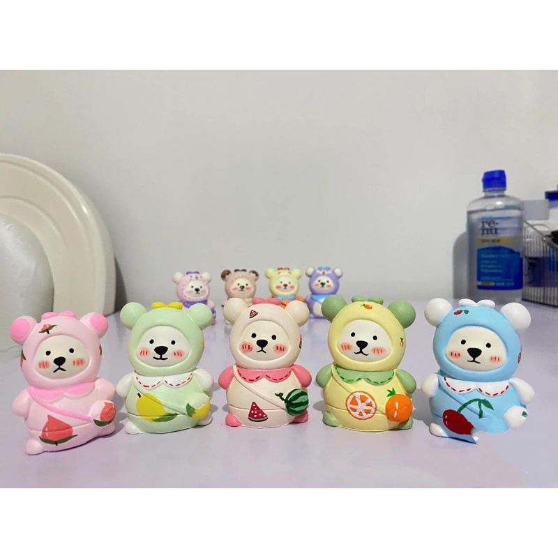 Tô Tượng Thạch Cao Gấu Đeo Túi , Skullpanda , Hồ Ly Size MINI