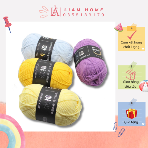 Len Milk Cotton 50g Baby Bảng 62 Màu, len cuộn sợi cotton