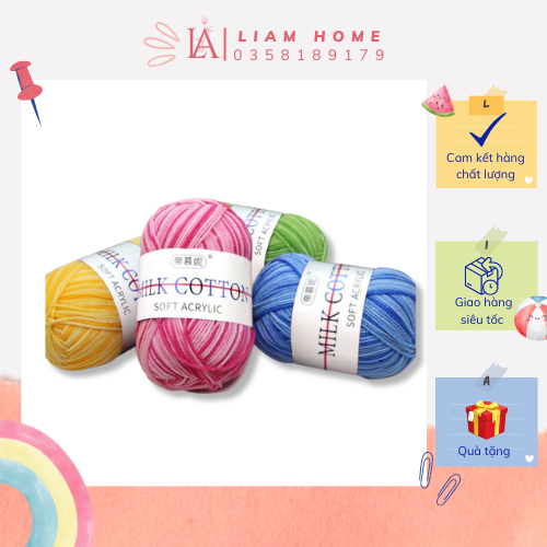 Len milk cotton bảng màu loang (50g)