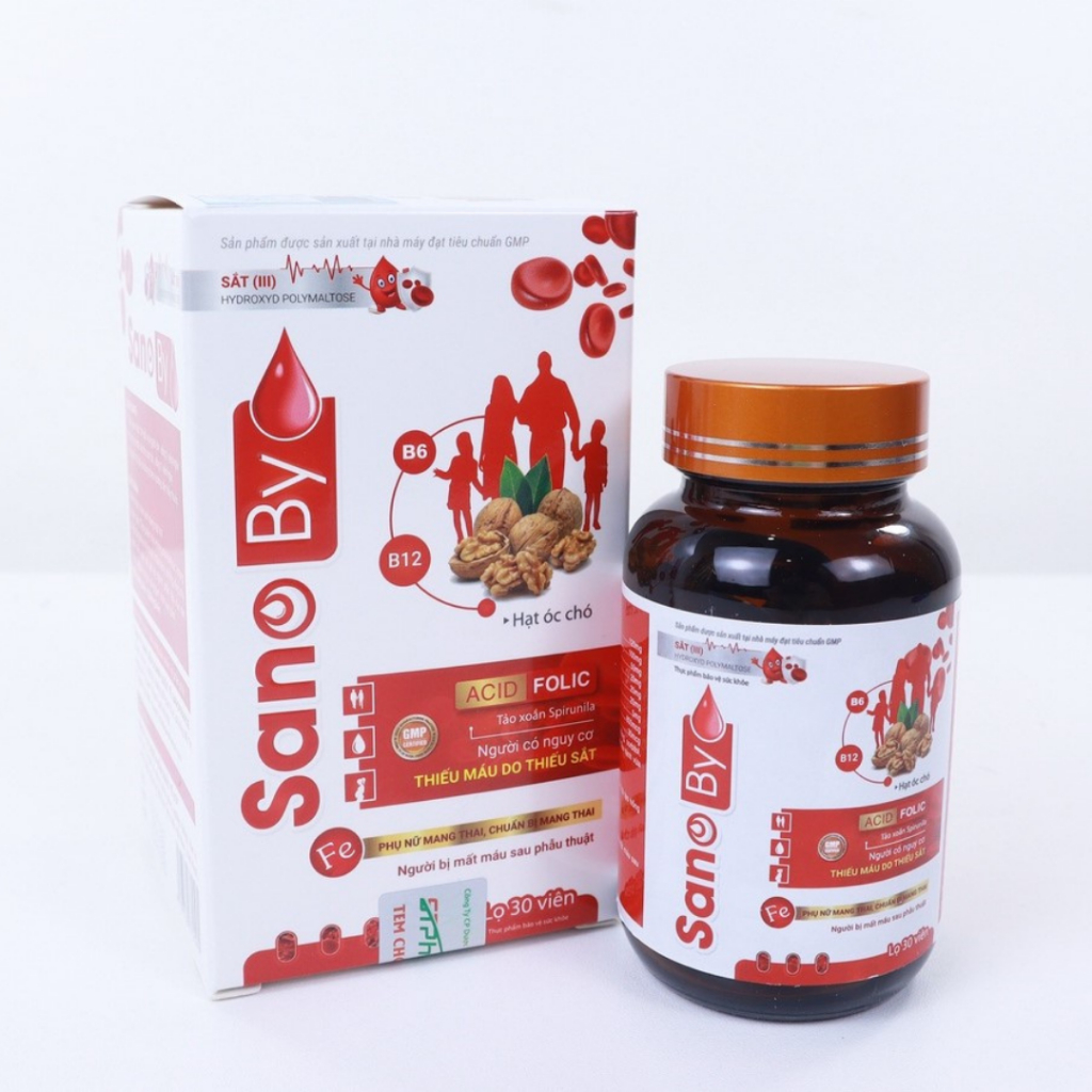 Viên uống Sanoby bổ sung sắt hỗ trợ nhanh quá trình tạo máu làm giảm tình trạng thiếu máu, tốt cho thai nhi và bà bầu.