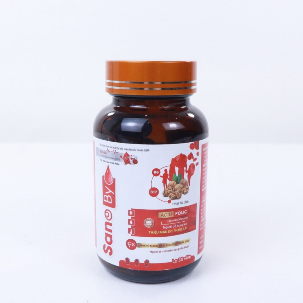 Viên uống Sanoby bổ sung sắt hỗ trợ nhanh quá trình tạo máu làm giảm tình trạng thiếu máu, tốt cho thai nhi và bà bầu.