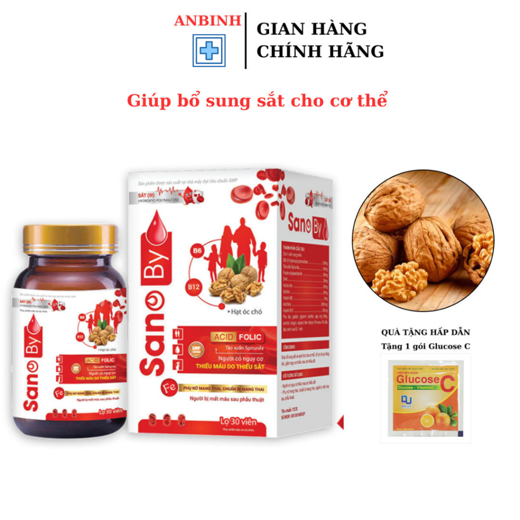 Viên uống Sanoby bổ sung sắt hỗ trợ nhanh quá trình tạo máu làm giảm tình trạng thiếu máu, tốt cho thai nhi và bà bầu.