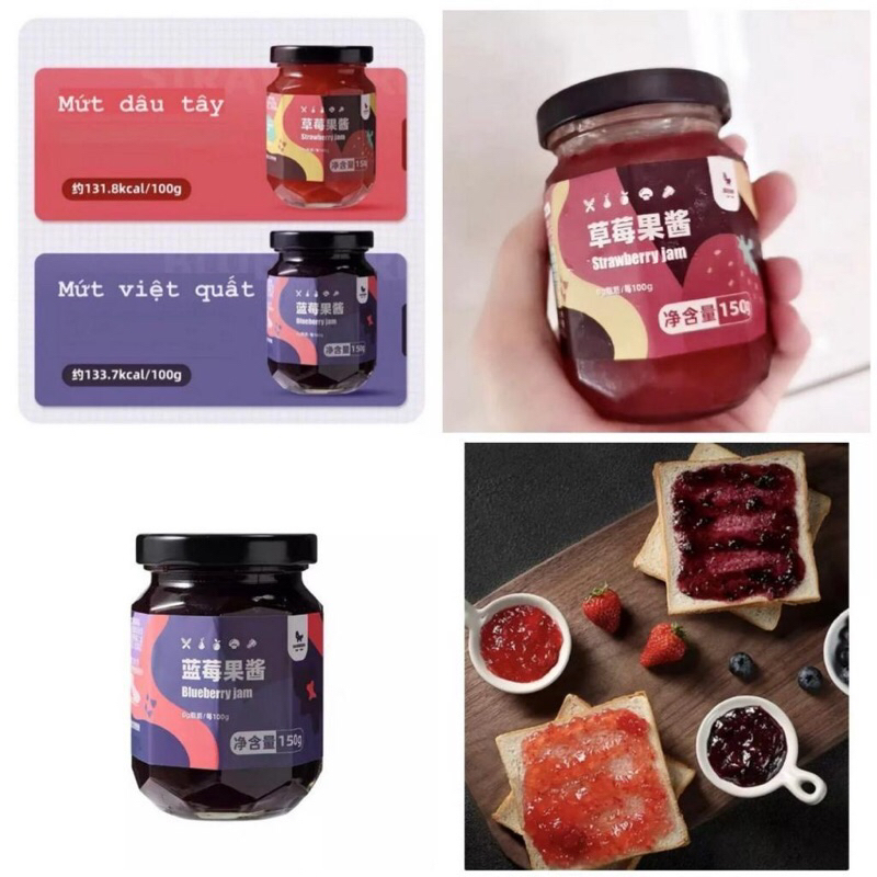 Mứt Dâu tây, Việt quất ăn kiêng không đường ít calo hũ 150gr