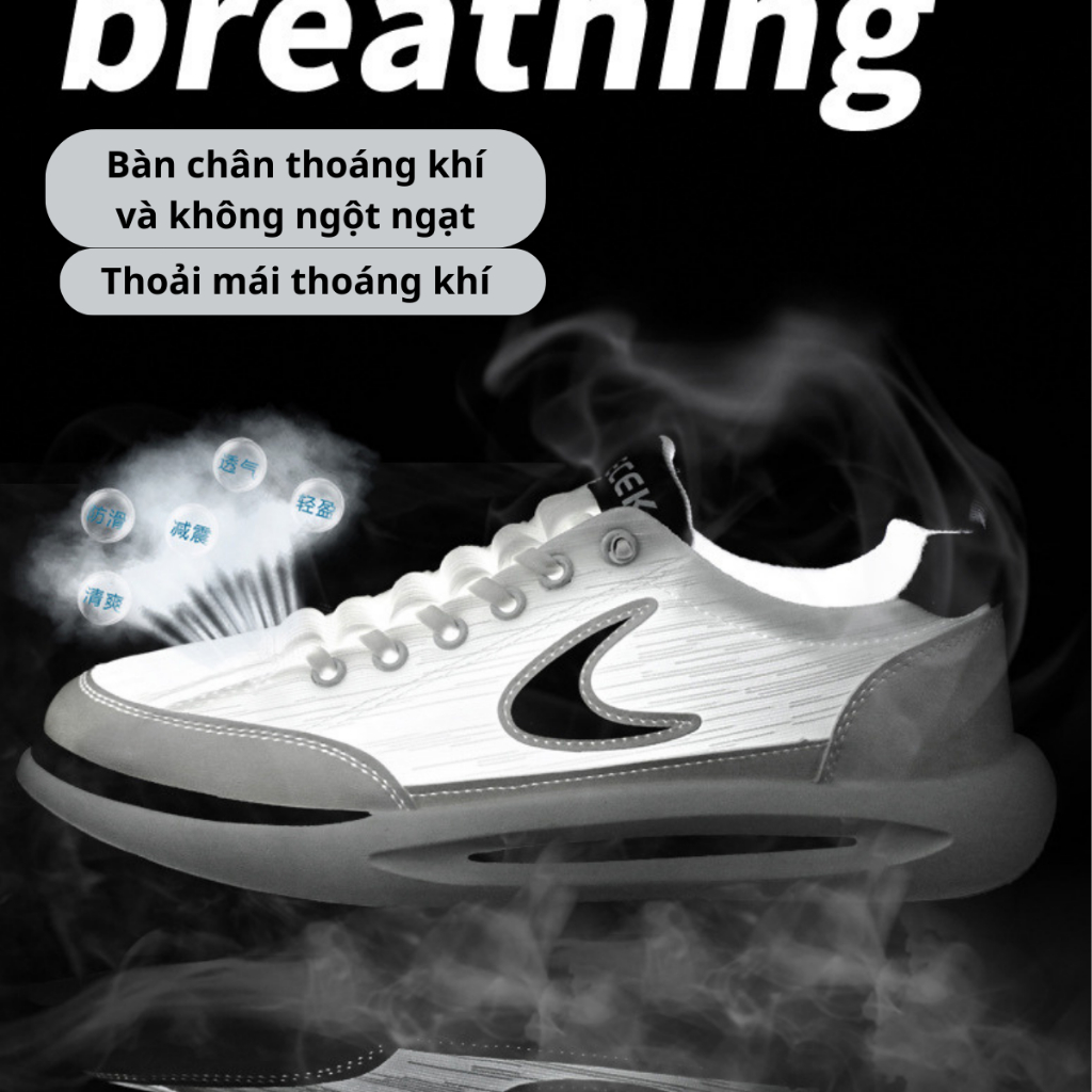 Giày thể thao nam, lưới khí thoáng mát, giày sneaker nam cao cấp đế tăng chiều cao ms026