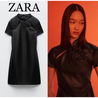 THUHIENZR(sẵn S)Váy mini ZARA đen da ngắn tay kiểu Trung Hoa(kèm ảnh thật)