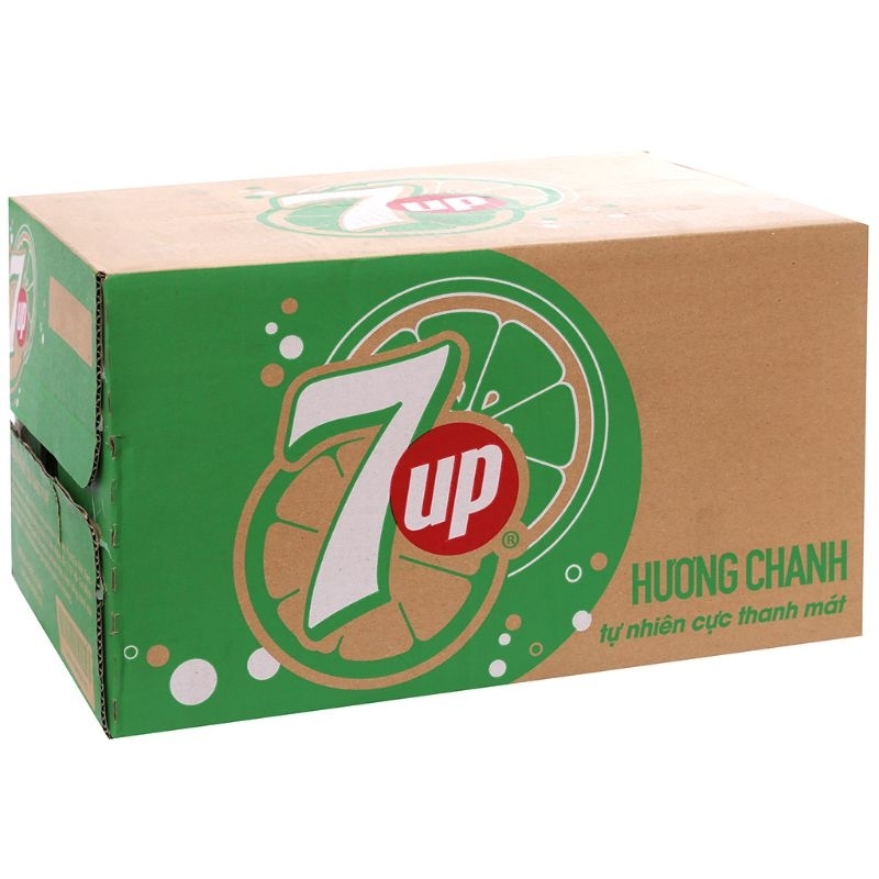 Thùng 24 chai nước ngọt có ga 7up 330ml hương chanh của Suntory pepsiCo Mỹ