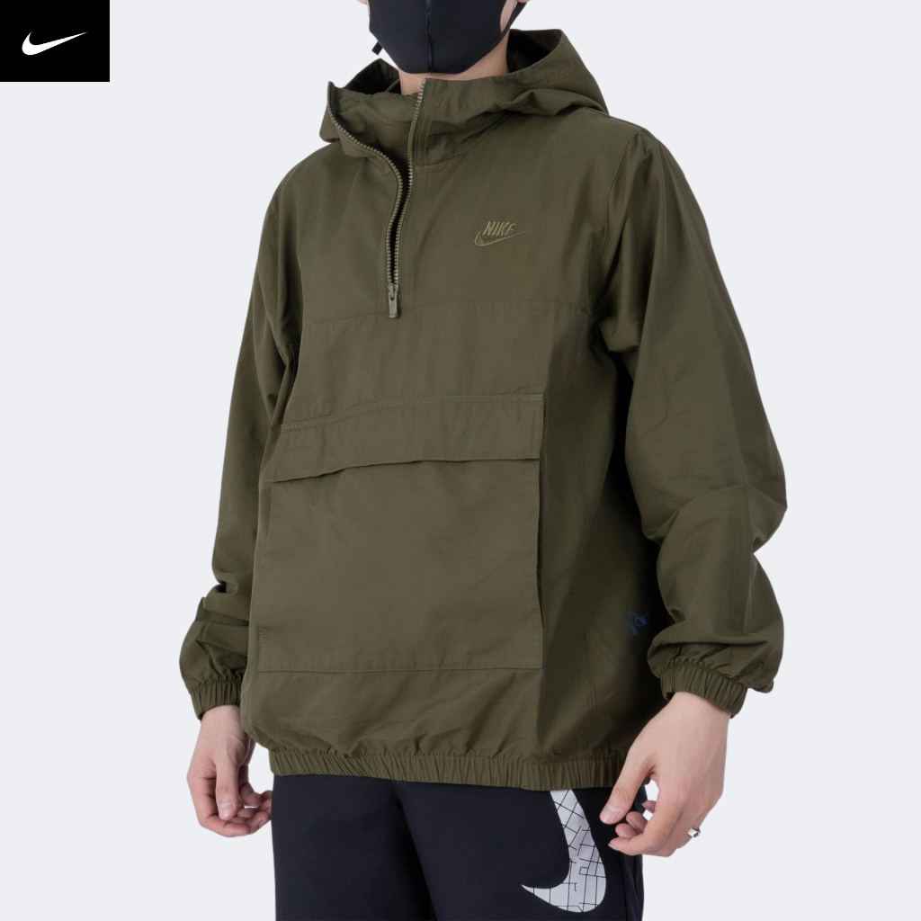 NIKE CHÍNH HÃNG - Áo khoác thể thao nam N.ike Anorak Woven 1/3-zip Jacket Authentic - Moss Green