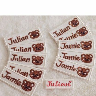 Thêu bảng tên kèm icon cho bé có keo ủi, thông số ở ghi chú.