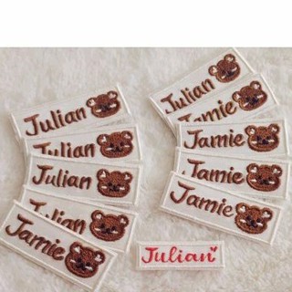 Thêu bảng tên kèm icon cho bé có keo ủi, thông số ở ghi chú.