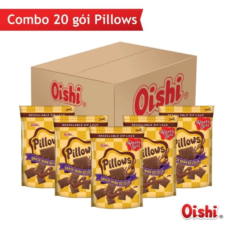 Thùng 20 gói bánh Pillows Oishi 85g đủ vị túi zip