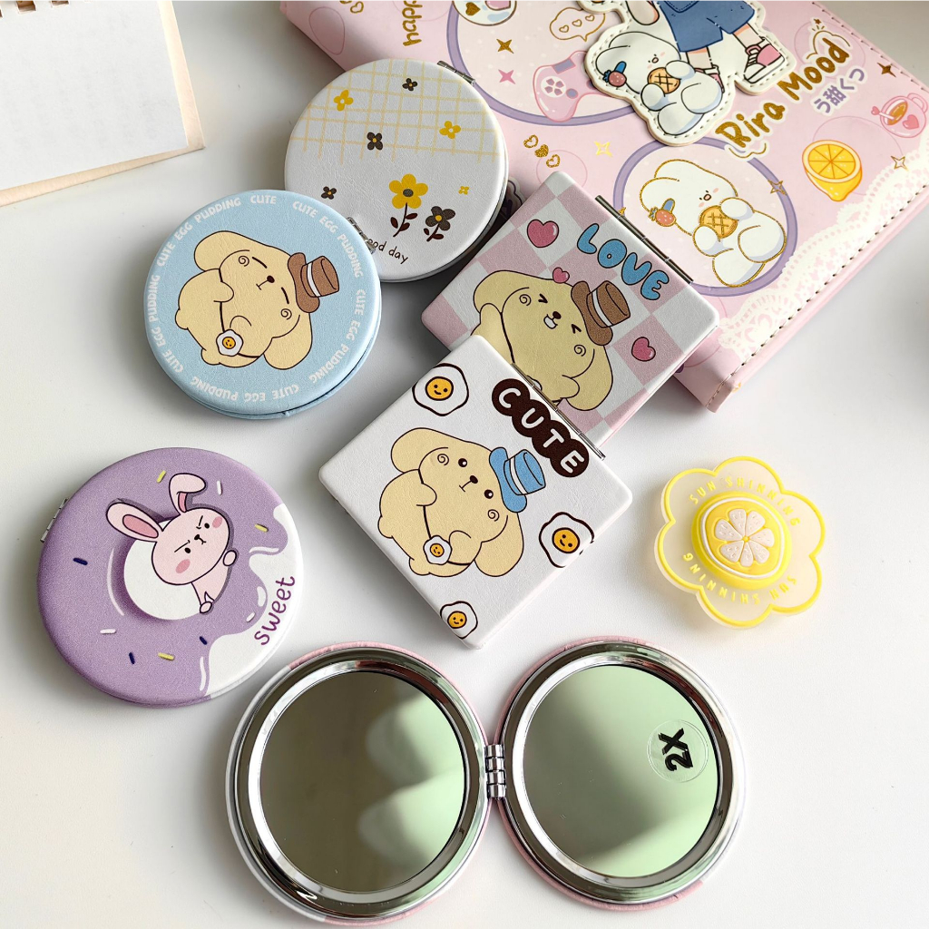 Gương trang điểm mini hai mặt gấp gọn, bỏ túi, gương mini hình vuông, tròn kho sỉ mb