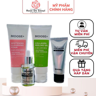 Combo sản phẩm kem chống nắng moose+peel da+sữa rửa mặt+tẩy da chết moose